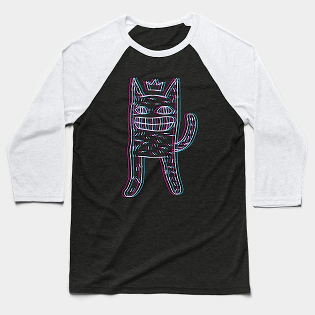 Trippy Cat Doodle Baseball T-Shirt by inotyler